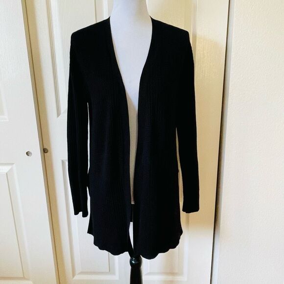 Verve Ami Long Black Open Front Cardigan size Small - Picture 11 of 11